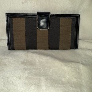 Fendi Black and Brown Striped Wallet